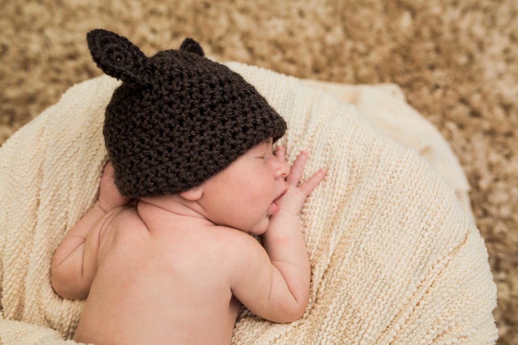 Quad Cities Newborn photographer - Baby in basket - Lifestyle newborn