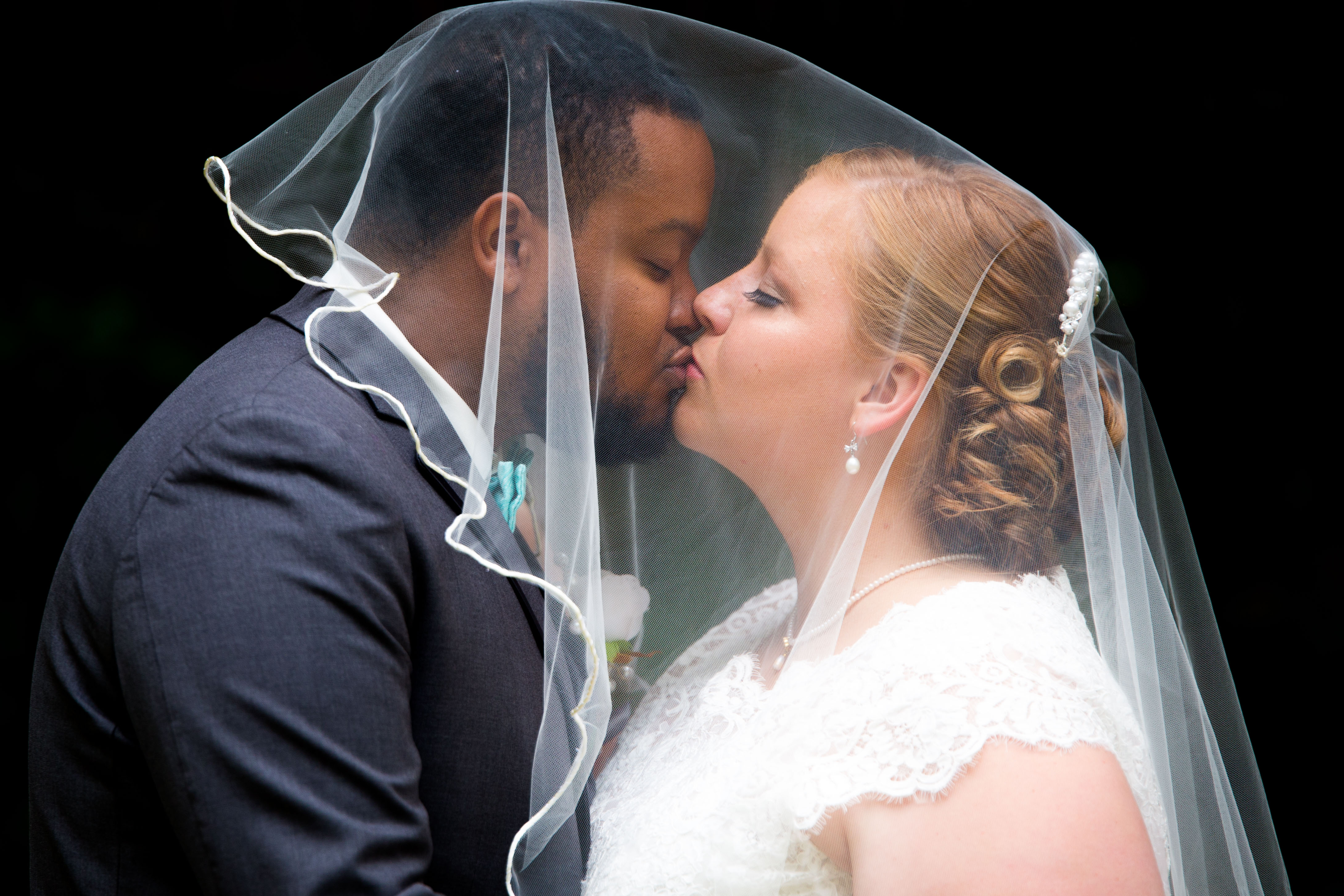 Veil photo, bride and groom