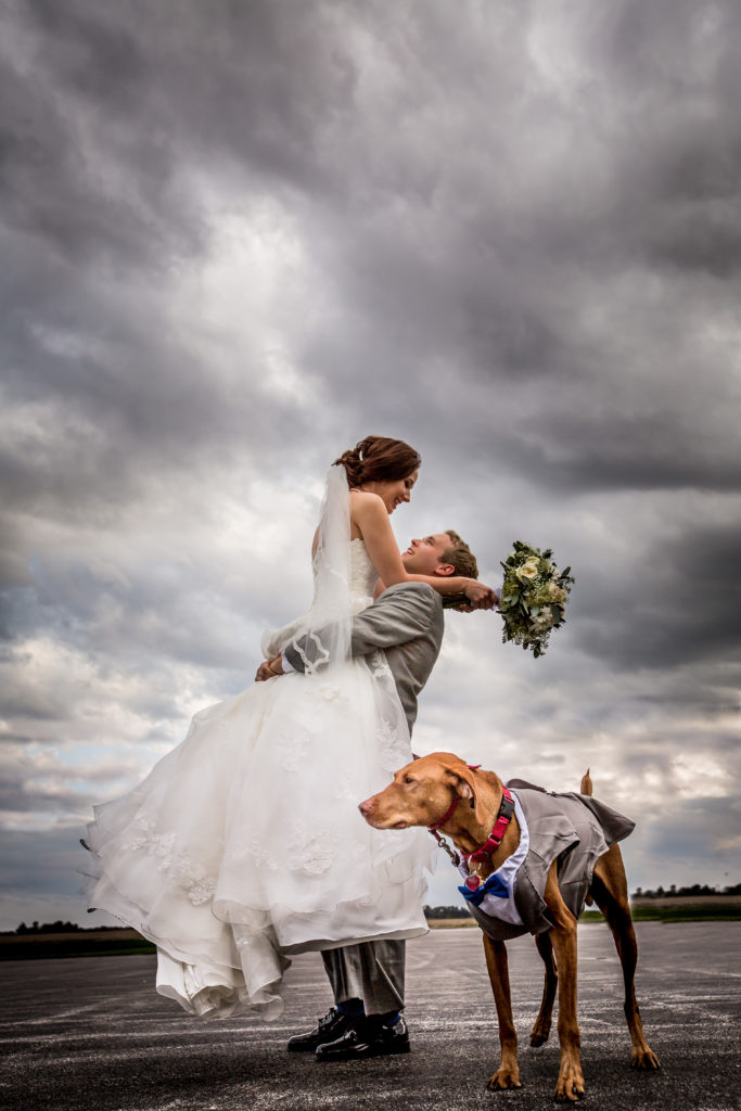 Dog with wedding couple - Wedding dog - Dog in tuxedo - Quad Cities Photographer - Quad CIties wedding photographer